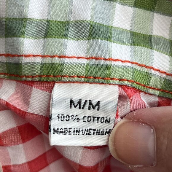 Age Of Wisdom Med. Men's Gingham Check LS Button Down Shirt Flip Cuff Pearl Snap - Picture 9 of 12